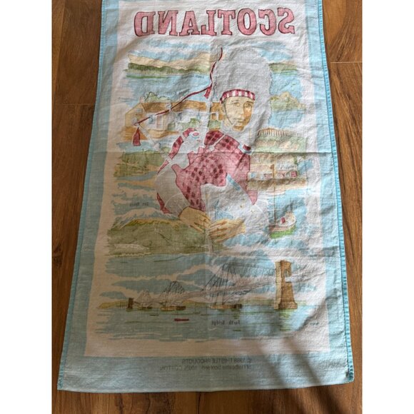 Vintage 1988 Thistle Products Scotland Tea Towel 100% Cotton Scottish Piper - Picture 5 of 6